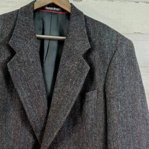GLENCARLYN Classic Clothing‎ Mens 40L Herringbone Lambswool Blend Blazer Jacket